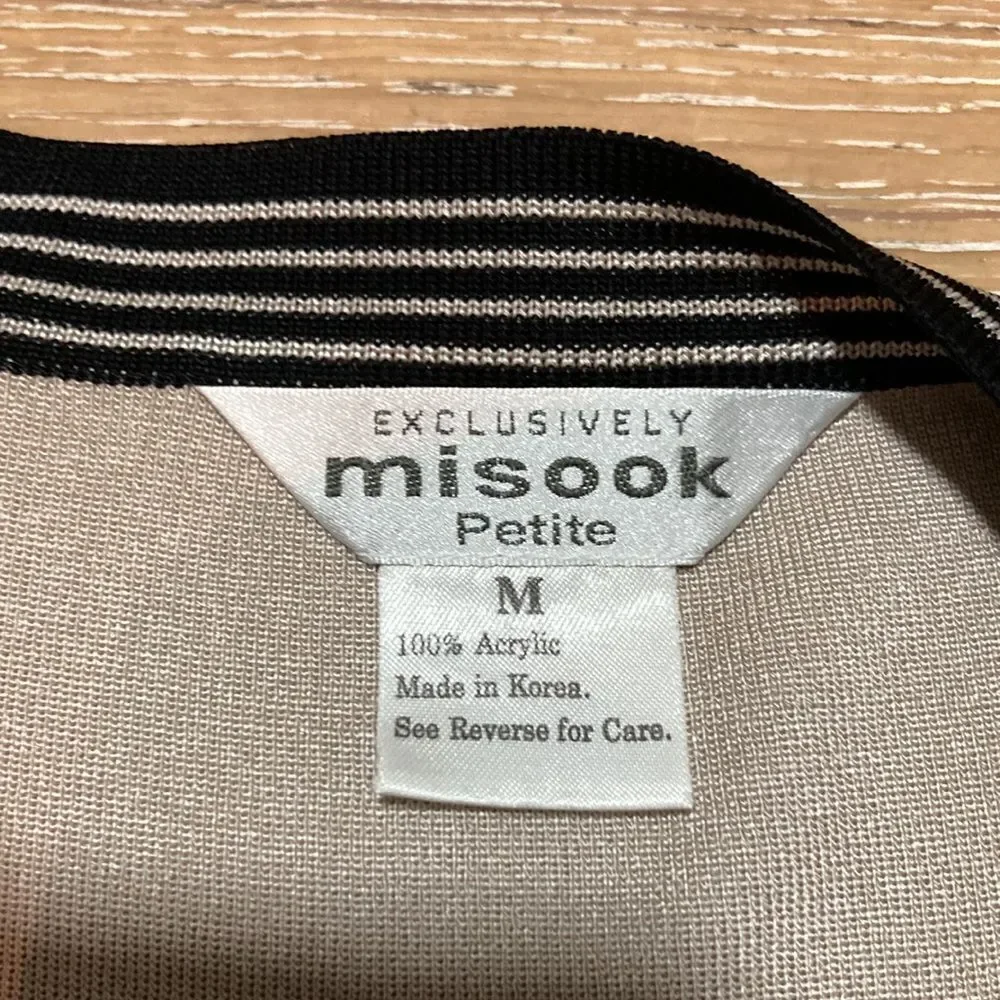 Misook light, gray and black cardigan sweater with shoulder pads petite …